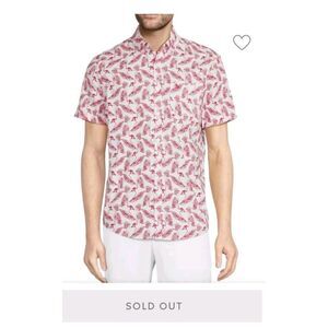 Original Penguin By Munsingwear Red Bird On White Oxford Short Sleeve Shirt XL